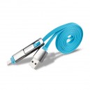 Univerzálny USB Dátový kábel 2in1, MyMax Metalic, modrý