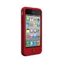iPhone 4 ochranné silikónové púzdro + ochranná fólia LCD, červené