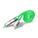 Univerzálny USB Dátový kábel 2in1, MyMax Metalic, zelený