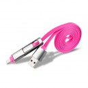 Univerzálny USB Dátový kábel 2in1, MyMax Metalic, pink