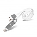 Univerzálny USB Dátový kábel 2in1, MyMax Fashion, biely