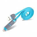 Univerzálny USB Dátový kábel 2in1, MyMax Fashion, modrý