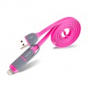 Univerz&aacute;lny USB D&aacute;tov&yacute; k&aacute;bel 2in1, MyMax Fashion, pink
